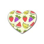 Fruits Pattern Background Food Rubber Heart Coaster (4 pack)