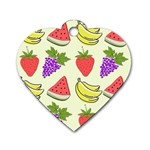 Fruits Pattern Background Food Dog Tag Heart (One Side)