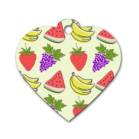 Fruits Pattern Background Food Dog Tag Heart (Two Sides) from ArtsNow.com Front