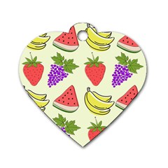 Fruits Pattern Background Food Dog Tag Heart (Two Sides) from ArtsNow.com Front