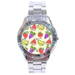 Fruits Pattern Background Food Stainless Steel Analogue Watch