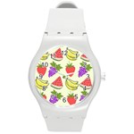 Fruits Pattern Background Food Round Plastic Sport Watch (M)