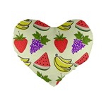 Fruits Pattern Background Food Standard 16  Premium Heart Shape Cushions