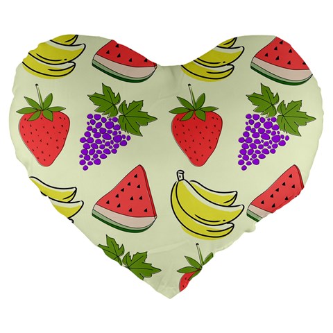 Fruits Pattern Background Food Large 19  Premium Heart Shape Cushions from ArtsNow.com Front