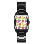 Fruits Pattern Background Food Stainless Steel Barrel Watch
