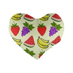 Fruits Pattern Background Food Standard 16  Premium Flano Heart Shape Cushions