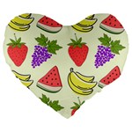 Fruits Pattern Background Food Large 19  Premium Flano Heart Shape Cushions