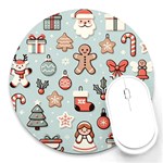 Christmas Cartoon Pattern Round Mousepad