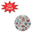 Christmas Cartoon Pattern 1  Mini Buttons (100 pack) 