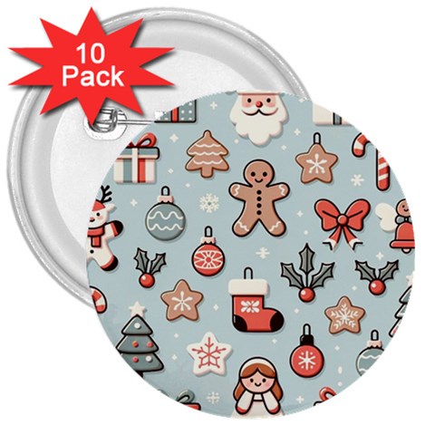 Christmas Cartoon Pattern 3  Buttons (10 pack)  from ArtsNow.com Front
