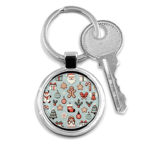Christmas Cartoon Pattern Key Chain (Round) from ArtsNow.com Front