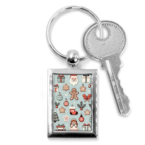 Christmas Cartoon Pattern Key Chain (Rectangle) from ArtsNow.com Front