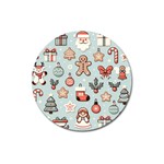 Christmas Cartoon Pattern Magnet 3  (Round)
