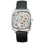 Christmas Cartoon Pattern Square Metal Watch