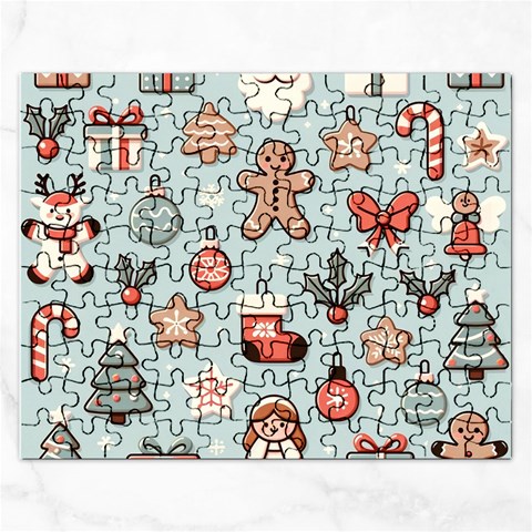 Christmas Cartoon Pattern Rectangular Jigsaw Puzzl from ArtsNow.com Front