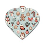 Christmas Cartoon Pattern Dog Tag Heart (One Side)