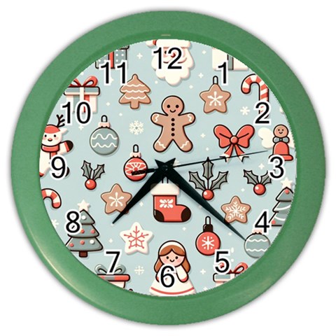 Christmas Cartoon Pattern Color Wall Clock from ArtsNow.com Front