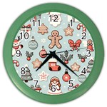 Christmas Cartoon Pattern Color Wall Clock