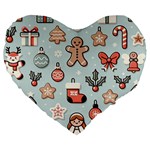Christmas Cartoon Pattern Large 19  Premium Heart Shape Cushions