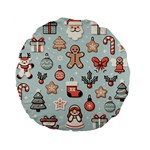 Christmas Cartoon Pattern Standard 15  Premium Flano Round Cushions