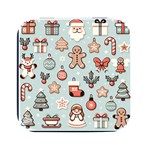 Christmas Cartoon Pattern Square Metal Box (Black)