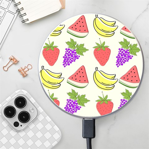 Fruits Pattern Background Food Wireless Fast Charger(White) from ArtsNow.com Front