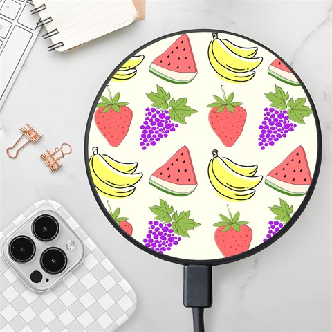 Fruits Pattern Background Food Wireless Fast Charger(Black) from ArtsNow.com Front
