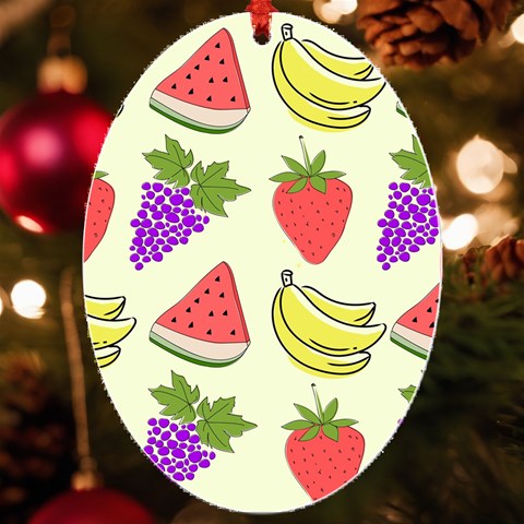 Fruits Pattern Background Food UV Print Acrylic Ornament Oval from ArtsNow.com Front