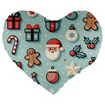 Christmas Decoration Angel Large 19  Premium Flano Heart Shape Cushions