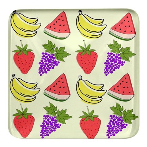 Fruits Pattern Background Food Square Glass Fridge Magnet (4 pack) from ArtsNow.com Front