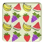 Fruits Pattern Background Food Square Glass Fridge Magnet (4 pack)