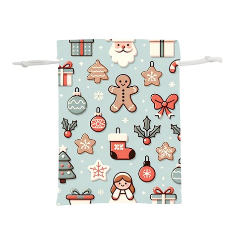Christmas Cartoon Pattern Lightweight Drawstring Pouch (M) from ArtsNow.com Front