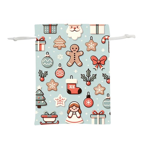 Christmas Cartoon Pattern Lightweight Drawstring Pouch (L) from ArtsNow.com Front