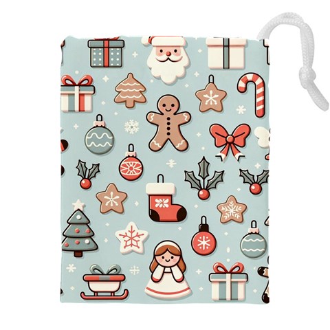 Christmas Cartoon Pattern Drawstring Pouch (4XL) from ArtsNow.com Front