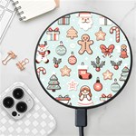 Christmas Cartoon Pattern Wireless Fast Charger(Black)