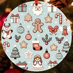 Christmas Cartoon Pattern UV Print Acrylic Ornament Round