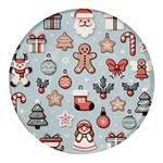 Christmas Cartoon Pattern Round Glass Fridge Magnet (4 pack)