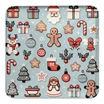 Christmas Cartoon Pattern Square Glass Fridge Magnet (4 pack)