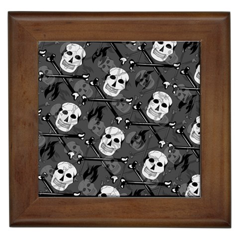 Skull Skeleton Pattern Texture Framed Tile from ArtsNow.com Front