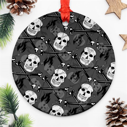 Skull Skeleton Pattern Texture Ornament (Round) from ArtsNow.com Front