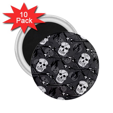 Skull Skeleton Pattern Texture 2.25  Magnets (10 pack)  from ArtsNow.com Front