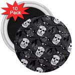 Skull Skeleton Pattern Texture 3  Magnets (10 pack) 