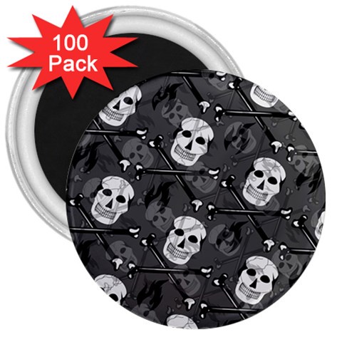 Skull Skeleton Pattern Texture 3  Magnets (100 pack) from ArtsNow.com Front