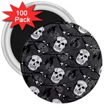 Skull Skeleton Pattern Texture 3  Magnets (100 pack)