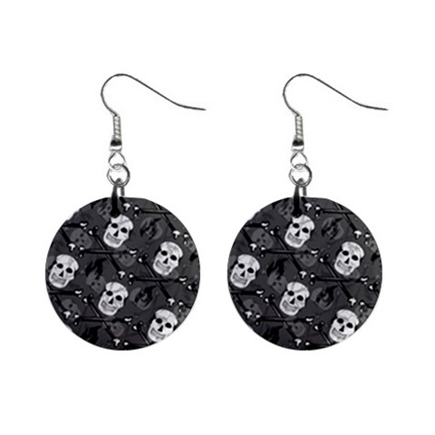 Skull Skeleton Pattern Texture Mini Button Earrings from ArtsNow.com Front