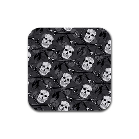 Skull Skeleton Pattern Texture Rubber Square Coaster (4 pack) from ArtsNow.com Front