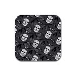 Skull Skeleton Pattern Texture Rubber Square Coaster (4 pack)