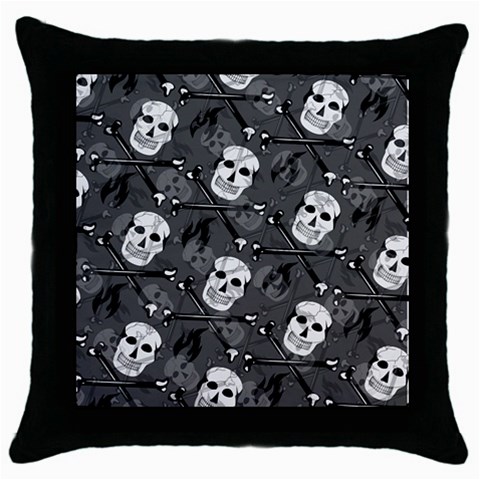 Skull Skeleton Pattern Texture Throw Pillow Case (Black) from ArtsNow.com Front