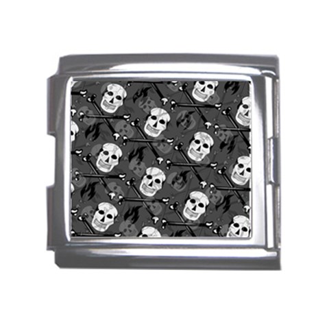 Skull Skeleton Pattern Texture Mega Link Italian Charm (18mm) from ArtsNow.com Front