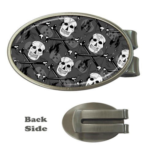 Skull Skeleton Pattern Texture Money Clips (Oval)  from ArtsNow.com Front